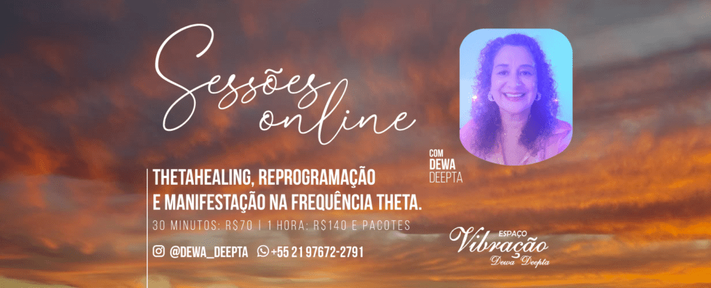 Foto da Dewa Deepta e o texto "Sessões online".